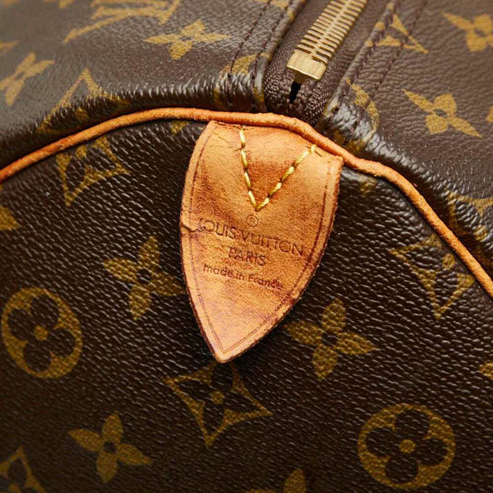 LOUIS VUITTON Authentic Brown Monogram Leather Keepall 55 Boston Bag - Picture 13 of 14